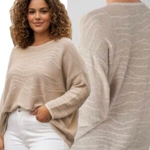 J. Jill Pure Jill Linen Blend Wavy Textured Lightweight Sweater Size 3X Beige
